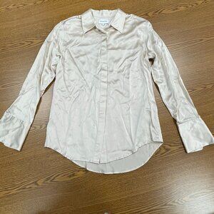 Ginia RTW Long Sleeve Buttondown Long Sleeve Silk Blouse, Small, NWOT